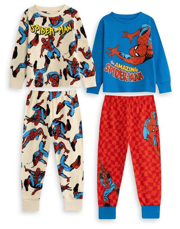 Vanilla Underground Marvel Boys Multicoloured Spiderman Multi-Pack of 2 Long Sleeve Long Leg Pyjama Set