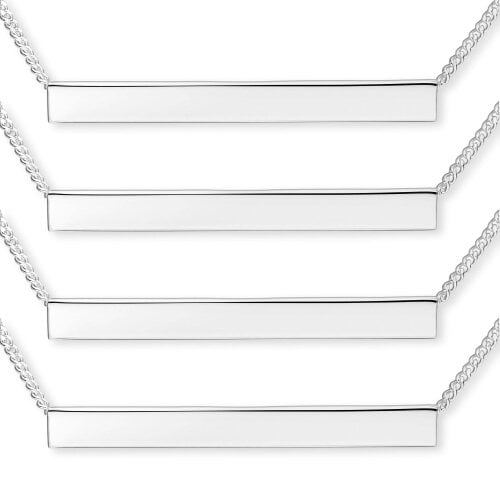 Christopher James of London 3D Horizontal Engraved Name Bar Pendant With Chain