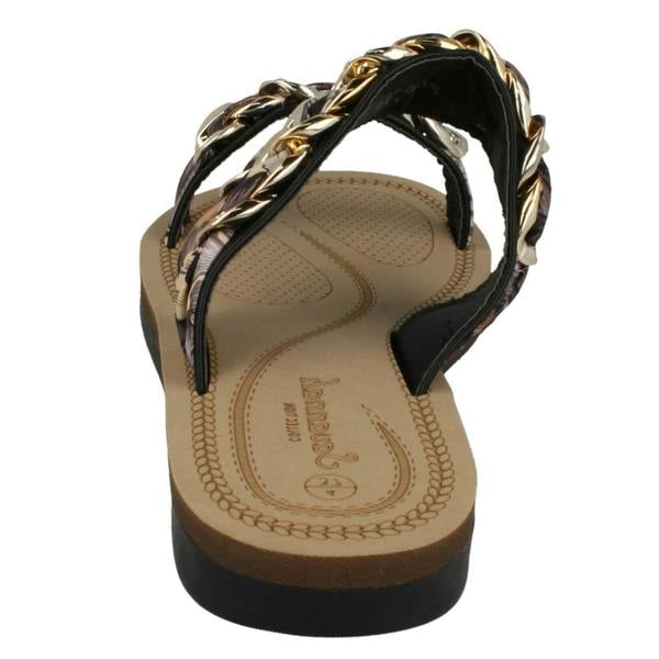 Savannah Ladies Savannah Flat Double Braided Strap Sandals