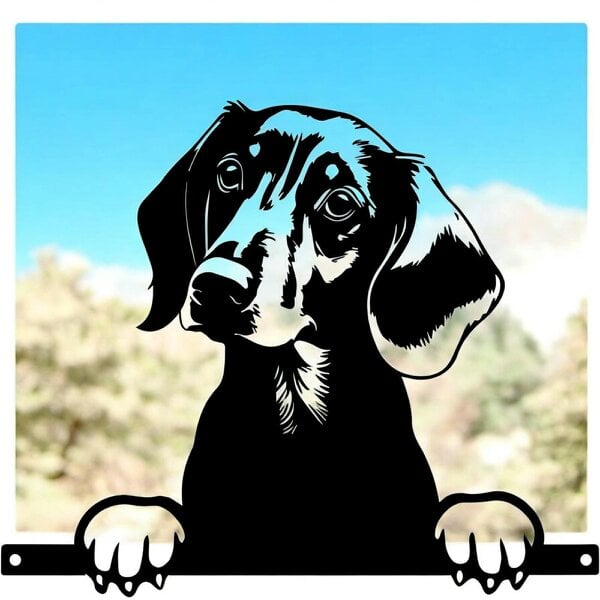 EDH Door Hardware Metal Dachshund Peeking Dog Silhouette – 28cm x 32cm | Decorative Dachshund Art for Home & Garden Décor