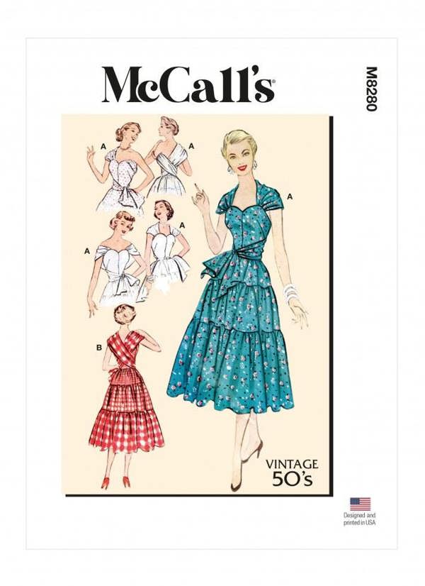 McCalls 8280 Paper Sewing Pattern – Women's Vintage Dress, Intermediate