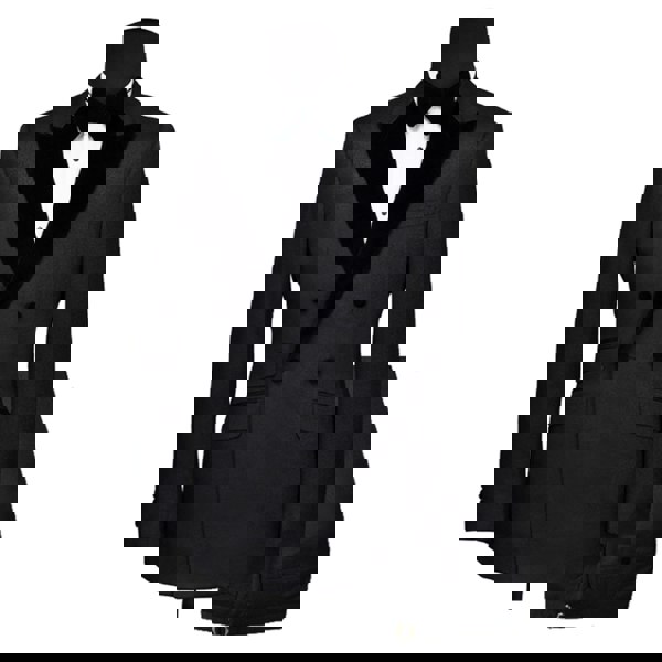 David WeJ Atticus Double Breasted Jacquard Velvet Peak Lapel Tuxedo- Black