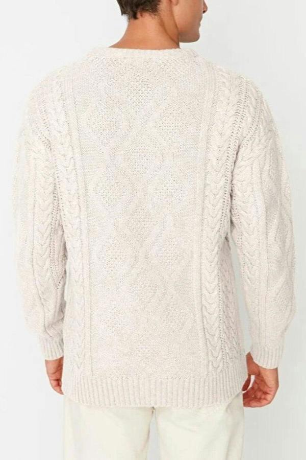 WOVCOR Crew Neck Hair Knit Men's Sweater