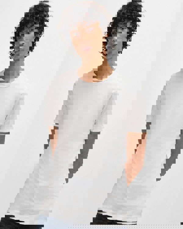 HUGO Round Mens Two-Pack of Slim-Fit T-Shirts in Stretch Cotton NOS - White/Black 960