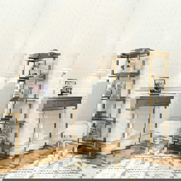 Dorel Home Camila 5 Shelf Bookcase Graphite Grey / Golden