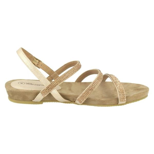 Leather Collection Ladies Leather Collection Diamante Slingback Sandals
