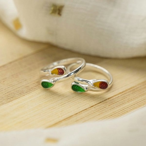 The Colourful Aura Pure Silver Colourful Floral Bohemian Midi Slim Beach Toe Ring