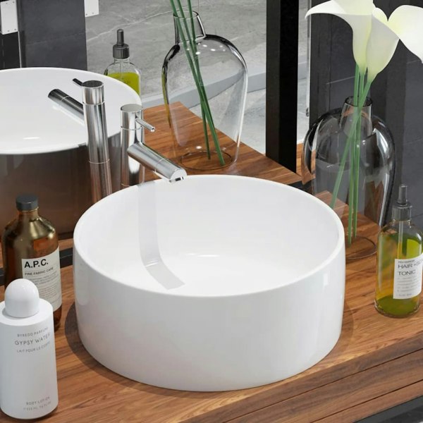 Berkfield Basin Round Ceramic White 40x15 cm