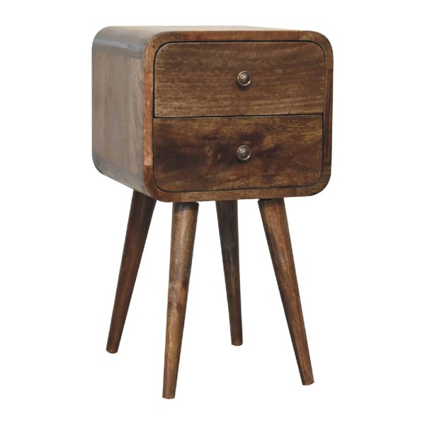Artisan Furniture Solid Wood Mini Curved Grey Washed Bedside