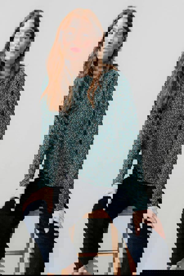 Bayberry Batwing Printed Top Green | Lily and Me Clothing