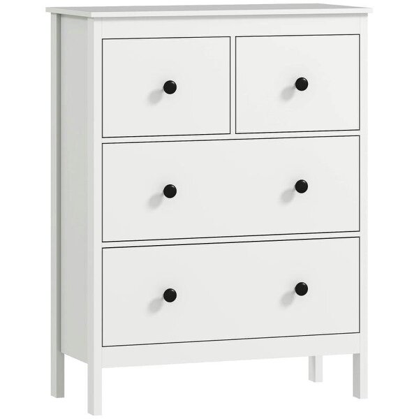 Modern Chest of Drawers, 4 Drawer Dresser Clothes Storage Organiser for Living Room, Hallway, Entryway, White