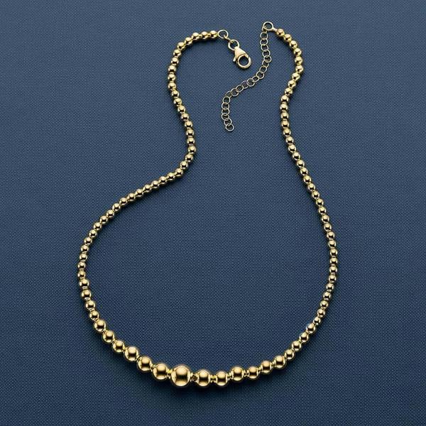 Pia Gold-Plated Sterling Silver Necklace, Graduated Bead