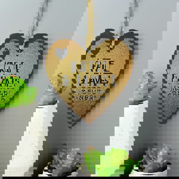 Personalised Memento Company Personalised Gold Slate Heart Decoration