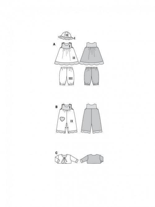 Burda Sewing Pattern 9712 Dresses, Dungarees, Headwear, Jackets and Trousers For Babies, Ages: 6 Months-18 Months - Intermediate