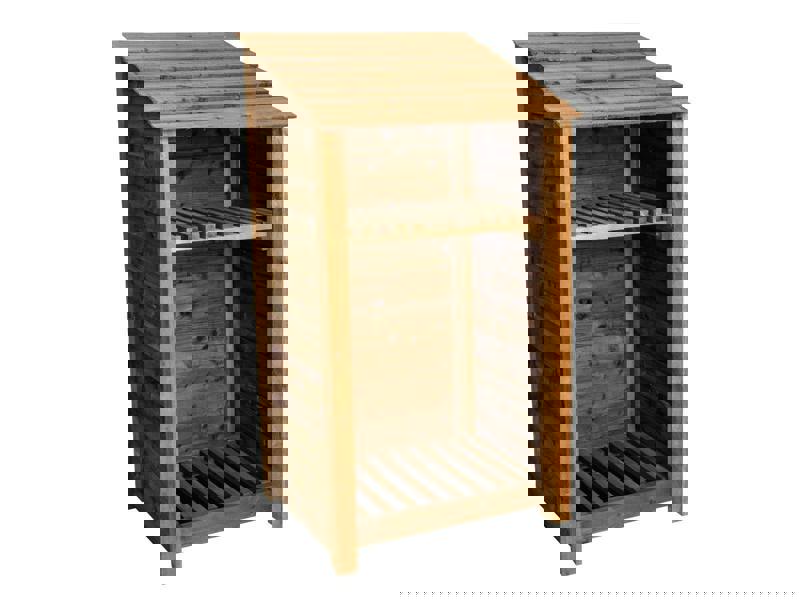 Arbor Garden Solutions Wooden Log Store with Shelf W-99cm, H-126cm Or 180cm, D-88cm - Brown Finish