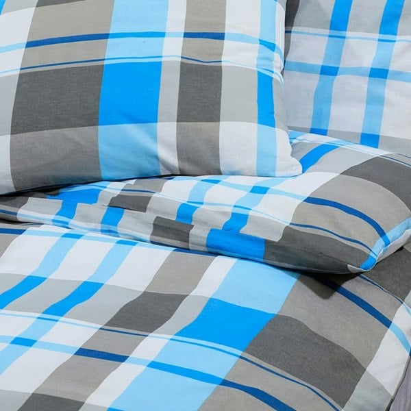 Berkfield Duvet Cover Set Blue and Grey 240x220 cm Cotton