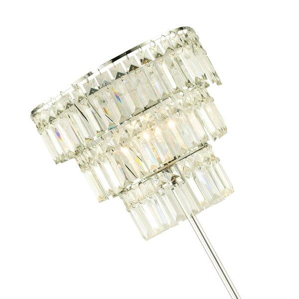 Modern Chrome Floor Lamp with Clear Acrylic Decor Three Tier Waterfall Design Image 4