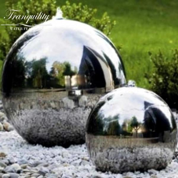 Tranquillity Water Features 75cm Stainless Steel Sphere Modern Metal Water Feature