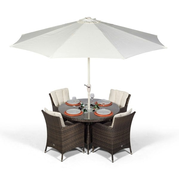 Giardino Savannah Round 4 Seater Patio Dining Set with Ice Bucket Drinks Cooler