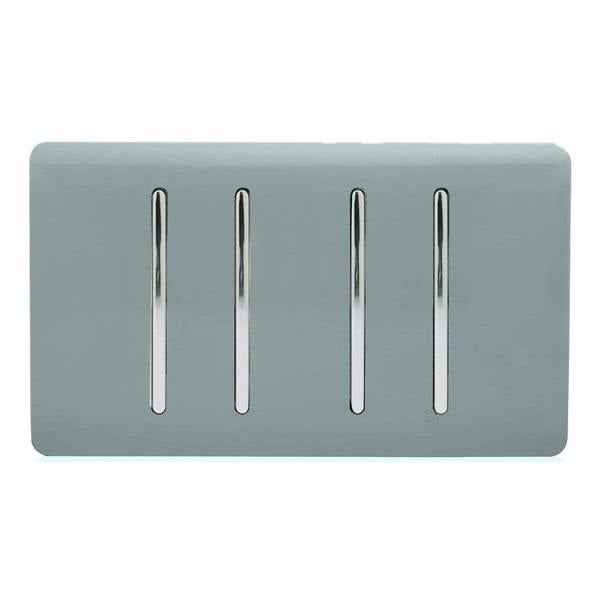 Trendi Switch 4 Gang 1 or 2 Way Light Switch in Cool Grey