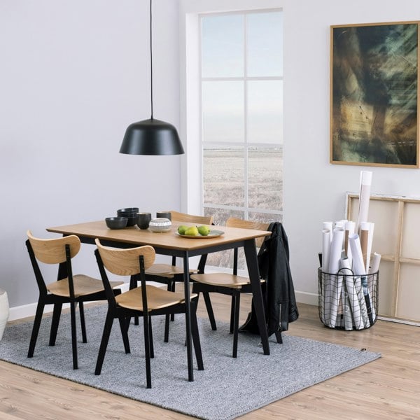 Furniture To Go Roxby Dining Chairs in Black and Oak Set of 2