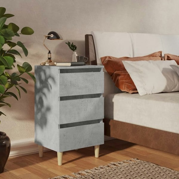 Berkfield Bed Cabinets & Solid Wood Legs 2 pcs Concrete Grey 40x35x69 cm