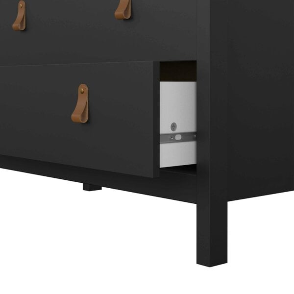 Wyld Haus Wildberry Matt Black Chest 3 Drawers Leather Handles