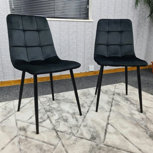 Kosy Koala Dining Chairs Set of 2 Black Velvet Kitchen Chairs