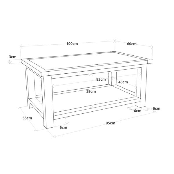 Cabinet Bits Coffee Table with Shelf - H45 W100 D60cm