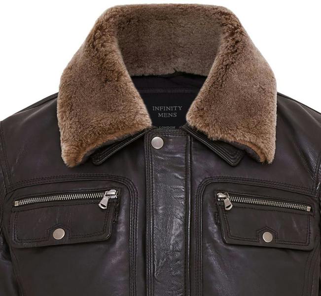 Infinity Leather Mens Trucker Shirt Leather Jacket- Tornio