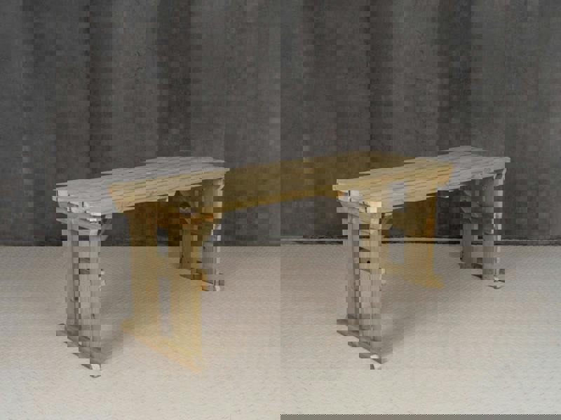 Hollies Rounded Wooden Garden Table – Outdoor Picnic Dining Desk for Gardens, Patios, and Backyards