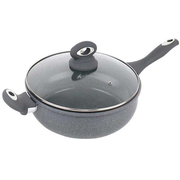 Gr8 Home Forged 9 Pcs Grey Marble Carbon Steel Cookware Set Non Stick Pan Saucepan Pots