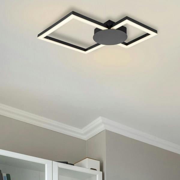 COSYLYTE Miles Double Square Integrated LED Ceiling Light - Matt Black