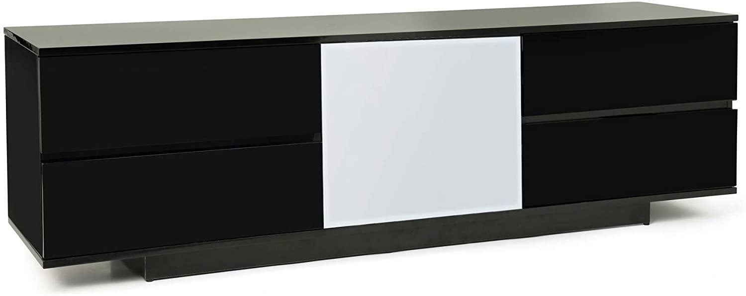 Centurion Supports AVITUS ULTRA Remote Friendly Beam-Thru Premium Black with 4-Black Drawers 32"-65" Flat Screen TV Cabinet