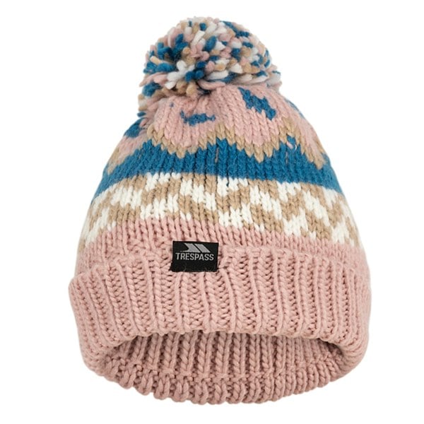 Trespass Childrens/Kids Twiglet Chunky Knit Fleece Lined Hat - Misty Rose/Bondi Blue