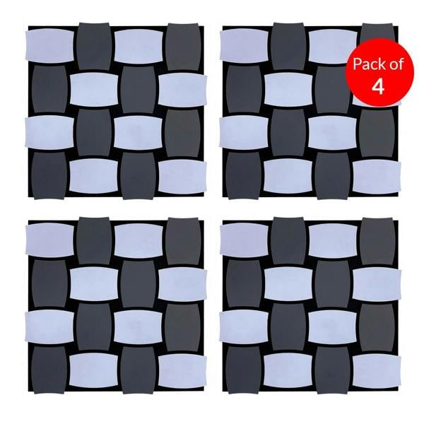 Britwall Modern 3D Checkerboard Acoustic Panel - Black & Grey - PET + MDF Size: 610 x 610 x 17 mm (Pack of 4)
