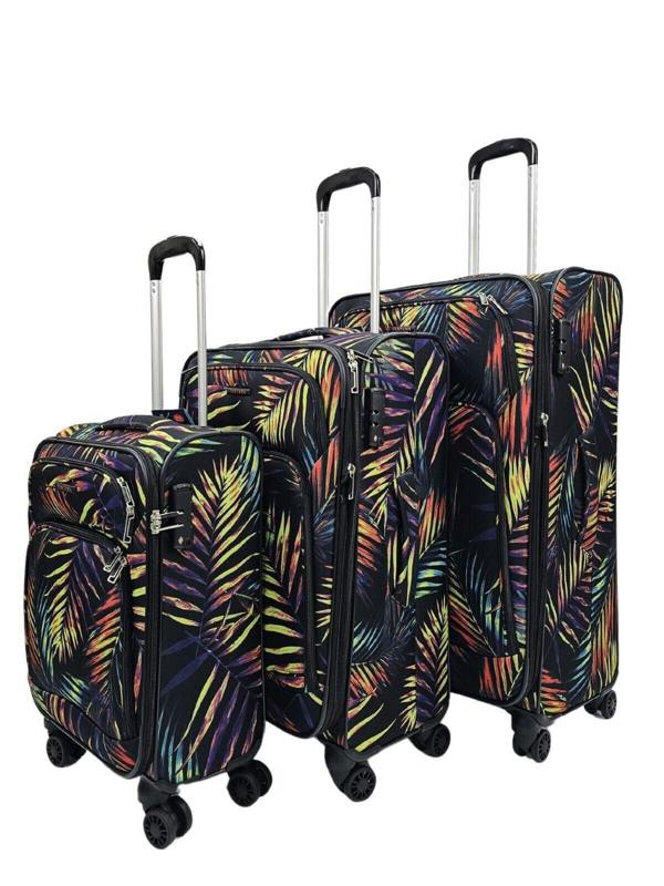 Eagle Luggage Lightweight Print Suitcases 8 Wheel Luggage Travel Soft Bags Set