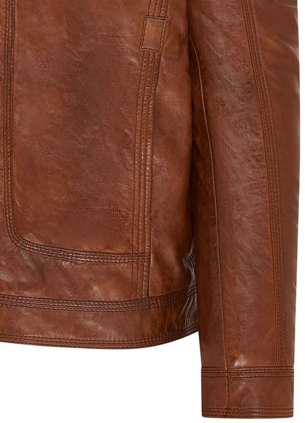 Infinity Leather Mens Trucker Shirt Leather Jacket- Tornio