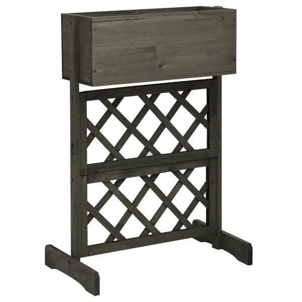 Berkfield Garden Trellis Planter Grey 45x30x74 cm Solid Firwood