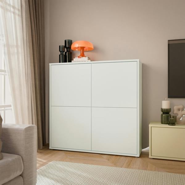 Furniture To Go Alice Springs 4 Door Large Storage Cabinet with Push-to-Open Doors in Light Grey