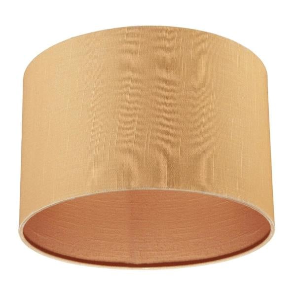 Designer Soft Apricot Cream Textured Linen Fabric Circular Lamp Shade Image 4