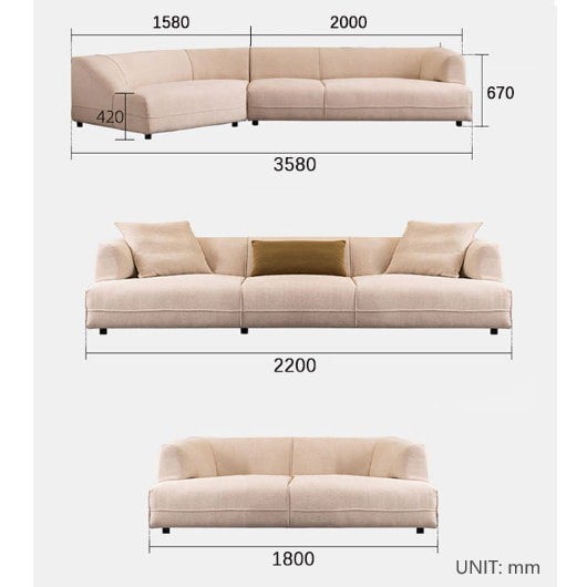 Hoshi Two Seater, Three Seater, Curved Sofa, Linen-Rit Concept-Rit Concept