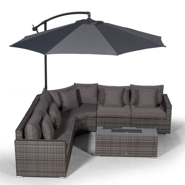 Giardino Santorini L Shape Modular 5 Seat Rattan Corner Sofa Set With Large Drinks Cooler Coffee Table