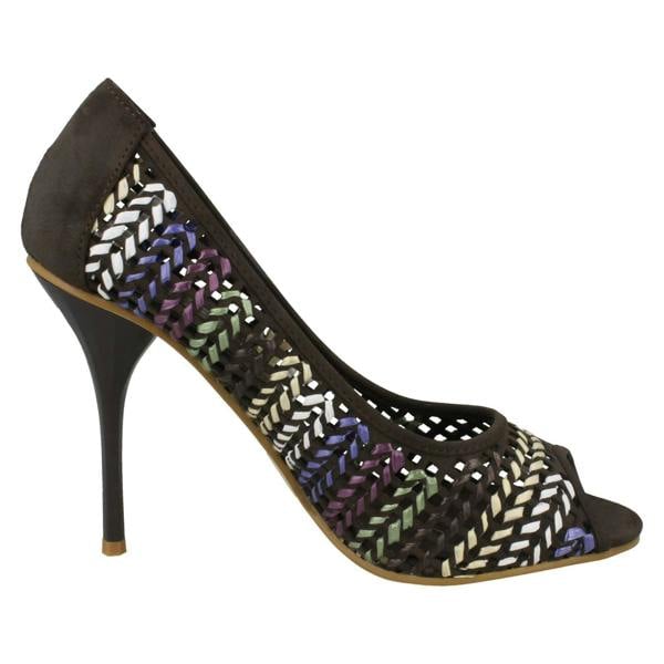 Spot On Ladies Spot On Heeled Peep Toe Court Shoe