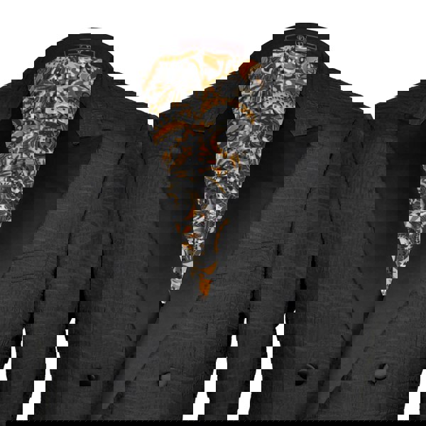 David WeJ Alfredo Cropped Double Breasted Jacquard Wave Print Tuxedo- Black