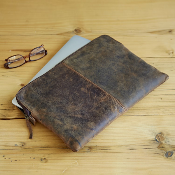 Paper High Buffalo Leather 14 inch Laptop Case