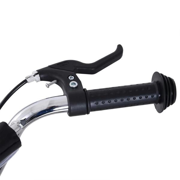 Close-up of black textured handlebar grips and brake lever