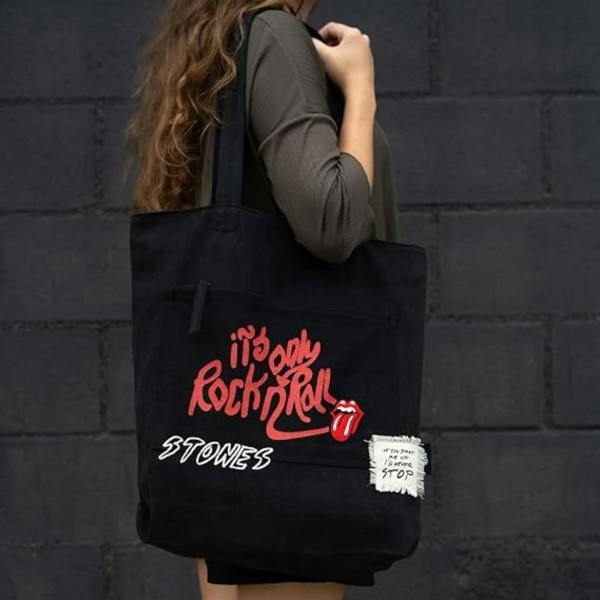 Grupo Eric The Rolling Stones Premium Cotton Tote Shopping Bag Black