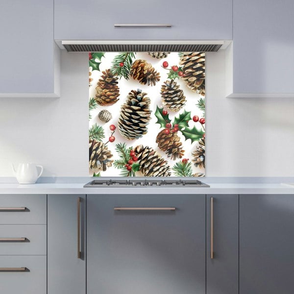 Warren Reed - Designer Holiday Pine Cones and Berries Kitchen Splashback