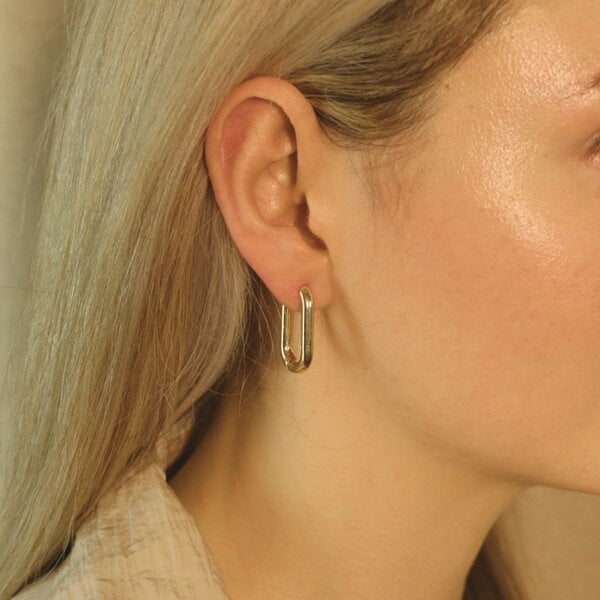 The Colourful Aura Sterling Silver U Shape Geometric Minimalist Square Huggies Hoop Earrings